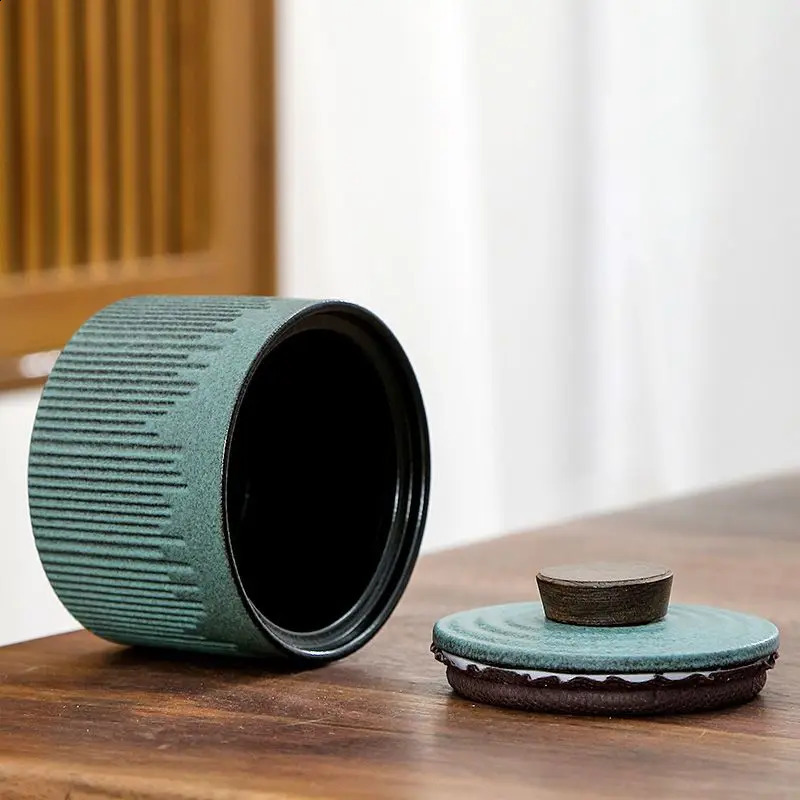 Japanese style ceramic tea box portable home packaging box retro storage can tea can coffee storage 240828