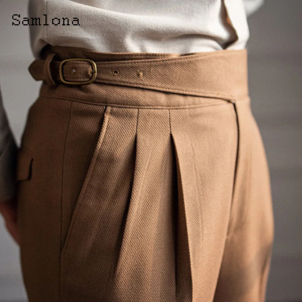 Mens Elegant Formal Naples Wedding Set Pants Pure White Ankle Length Trouser Mens Vinatge Button Set Pants 240828