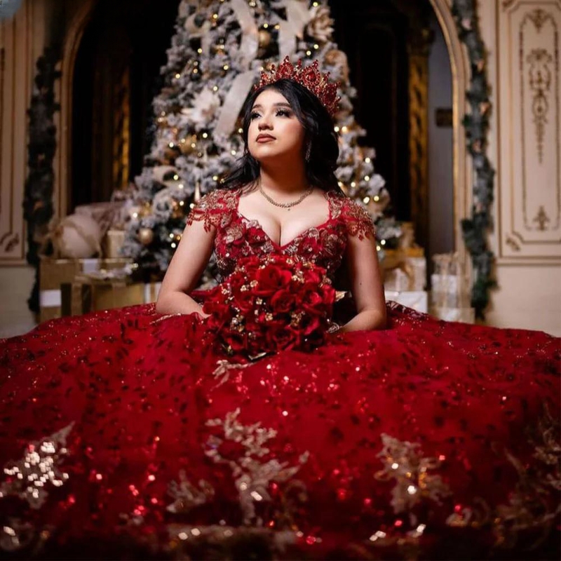 Mexico Red Off The Shoulder Quinceanera Dress Beaded Appliques Tiered Princess Gown For Sweet 16 Birthday Party Robe De Ball