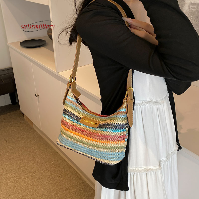 Summer niche design underarm for women's 2024 new fashionable portable grass woven versatile single shoulder crossbody bag #32