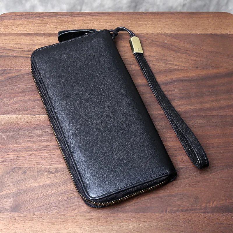 Head Layer Cowhide Large Capacity Multifunctional Handbag Casual Horizontal Zipper Wallet Card Bag Genuine Leather Long Wallet 240828