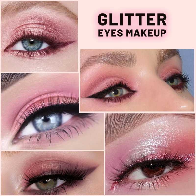 9-Color Pink Eyeshadow Palette Matte and Shimmery Glitter Shades for Highly Pigmented Look Glamorous Eyes for Music FestivalsXJ241230
