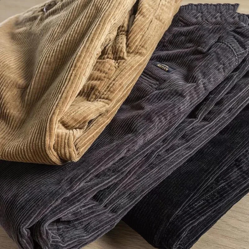 Mens Corduroy Pants Autumn Loose-fit Casual Pants Japanese Style Straight-leg Trendy Streetwear For Men 240828