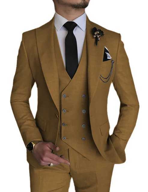 Fashion Smart Business Sky Blue Costume Homme Wedding Men Suits Peak Lapel Groom Tuxedos Sweater Men Prom Blazer 3 Pieces M250303