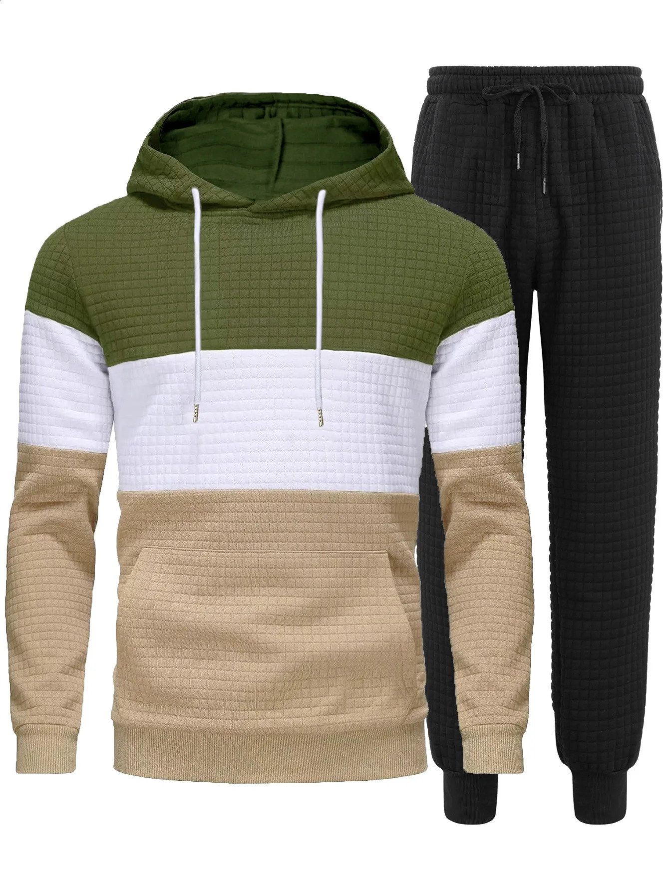 Mens sportswear color twopiece set jogging daily sports pants casual hoodie competition 240827