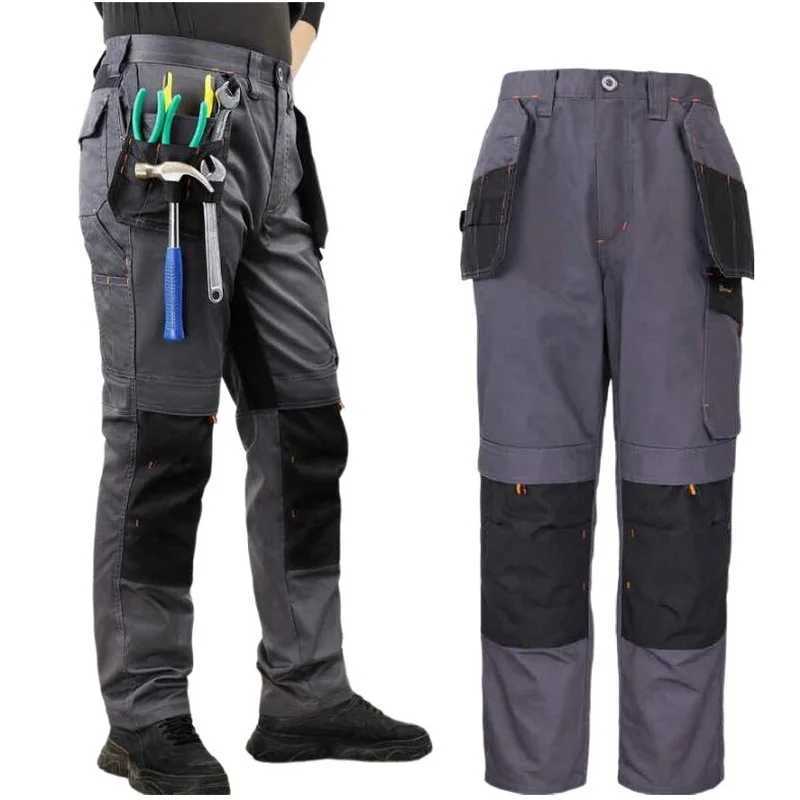 Mens multi-purpose casual pants tactical outdoor elastic pants wear-resistant pants and electric workwear with leg pockets M240827
