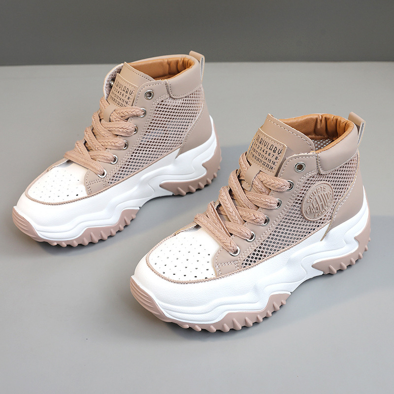 Ddmysports Z New For Women Summer Breathable Igh Top Mesh Thick Bottom Eight Increase Classic White Sports Shoes OUTDOOR