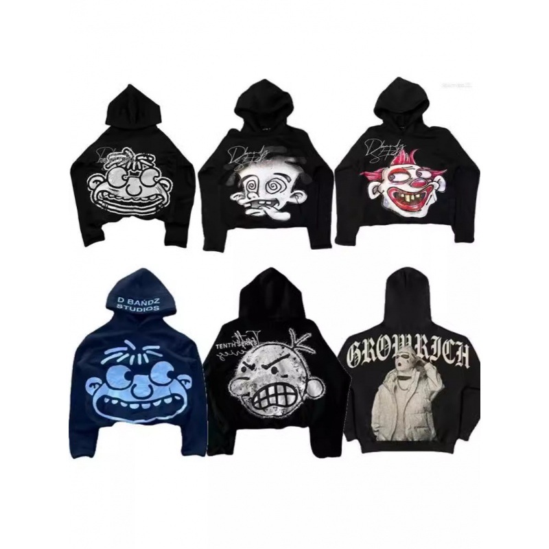 Men's Hoodies Streetwear Designer Harajuku Hip Hop Cartoon TOP Graphic Print Oversized Sweatshir Women Casual Retro Y2K Gothic Jacket Couple Long-Sleeved Clothing