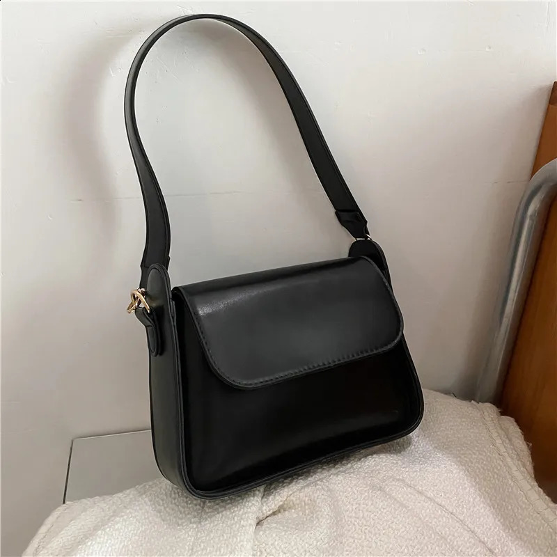 Yogodlns Summer Solid Color Womens Bag PU Leather Flap Shoulder Bag Fashion Lady Armpit Handbag and Purse Trendy Underarm Bag 250530