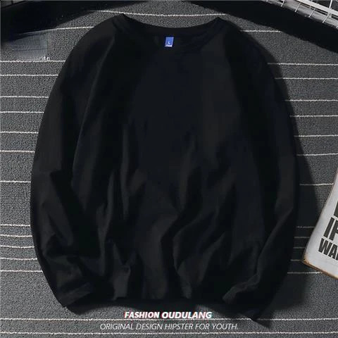 Harajuku Inspired n Casual Golf Wear Black and White Loose Fit Long Sleeve Tshirt for Men Solid Tops 240823