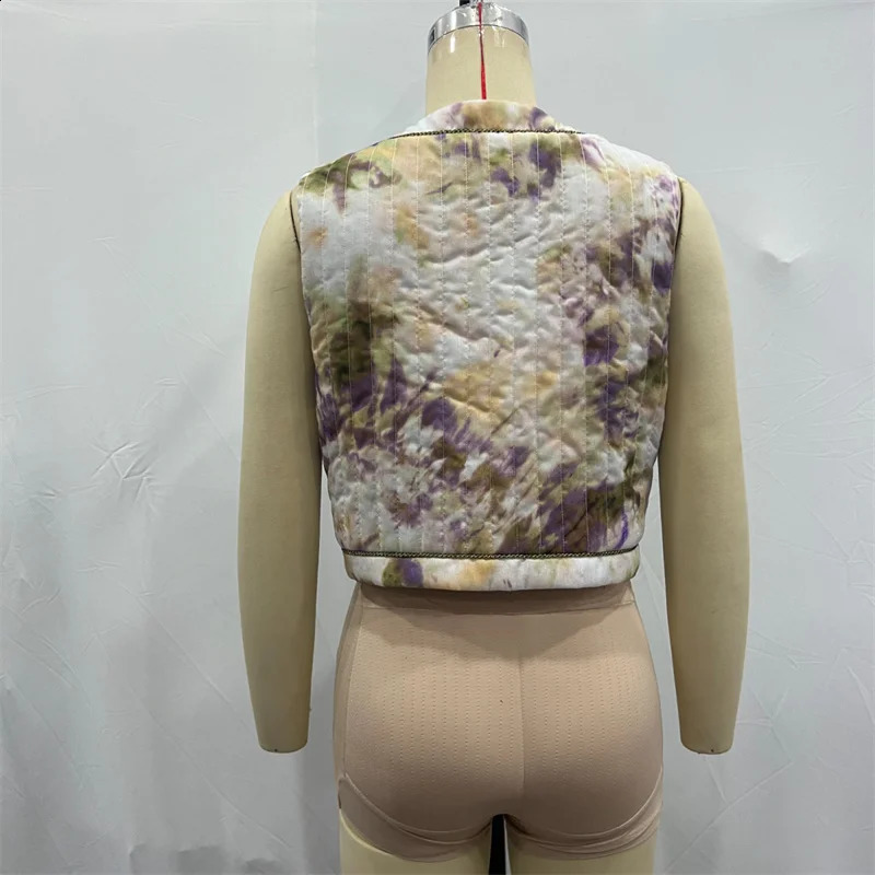 KEYANKETIAN autumn womens tie dye printed cotton lining jacket holiday style lace long sleeved non-woven top 240828