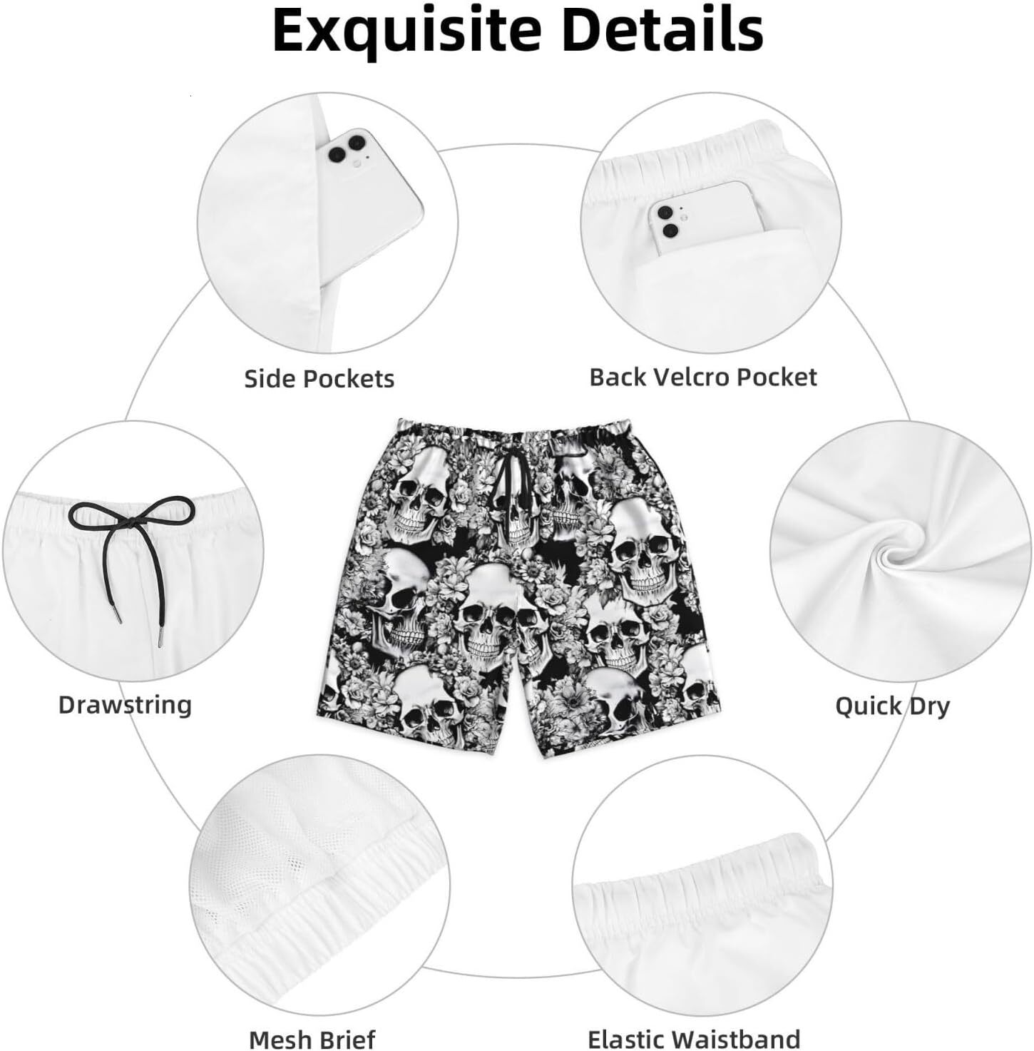 Mens Vintage 80S 90S Swim Trunks Breathable Board Shorts Hawaiian Beach Party Funny