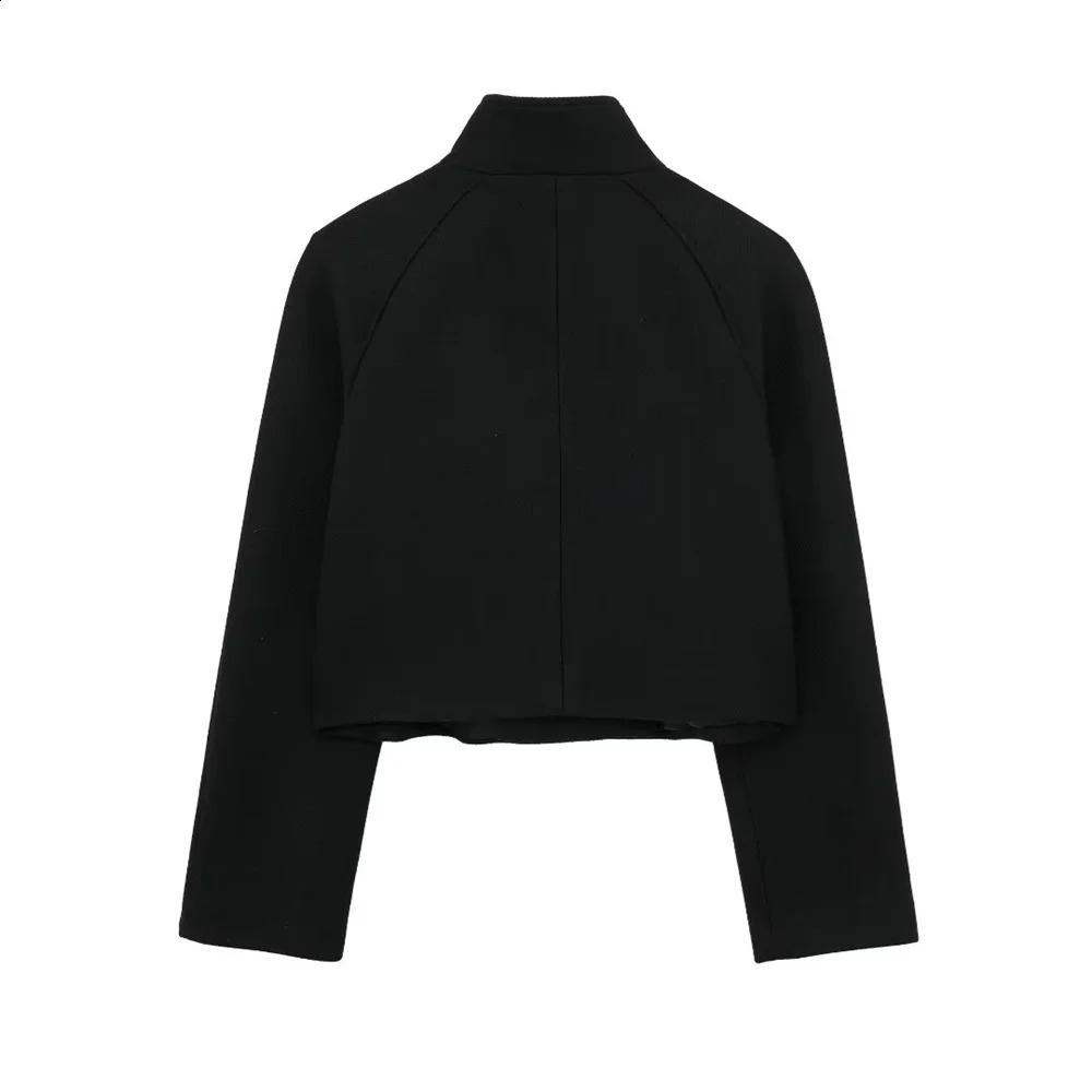 UNIZERA 2023 AutumnWinter Product Womens Fashion and Casual Versatile Loose Standing Neck Double breasted Buckle Decoratio 240827