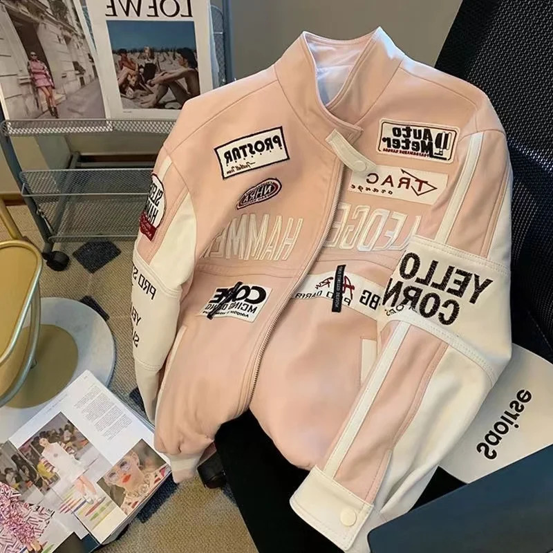 American Retro Hiphop Fried Arcade Car Racing Suit Jacket Y2K Fashion Gothic Punk Style Baseball Uniform Men And Women 240827