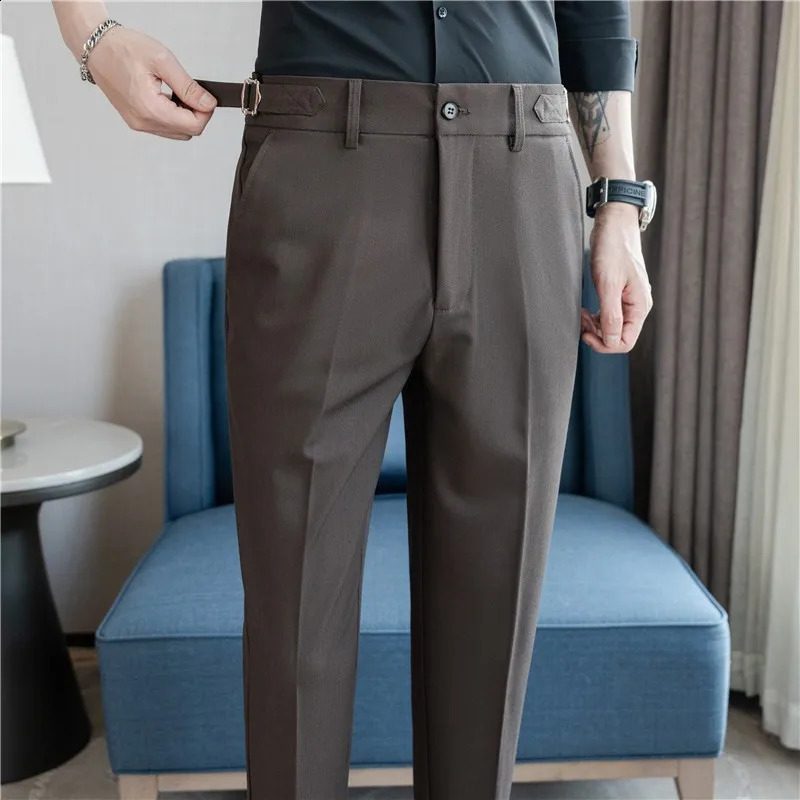 Mens Summer Pants High Quality Thin Neapolitan Mens Dress Pants Business Formal Wear Ultra Thin Suitable for Mens Trousers 240828