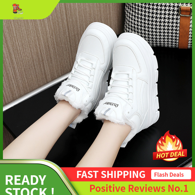 Ddmysports W Little White Winter New Igh Rise Student Board Instagram Korean Thick Sole Casual Shoes Female OUTDOOR