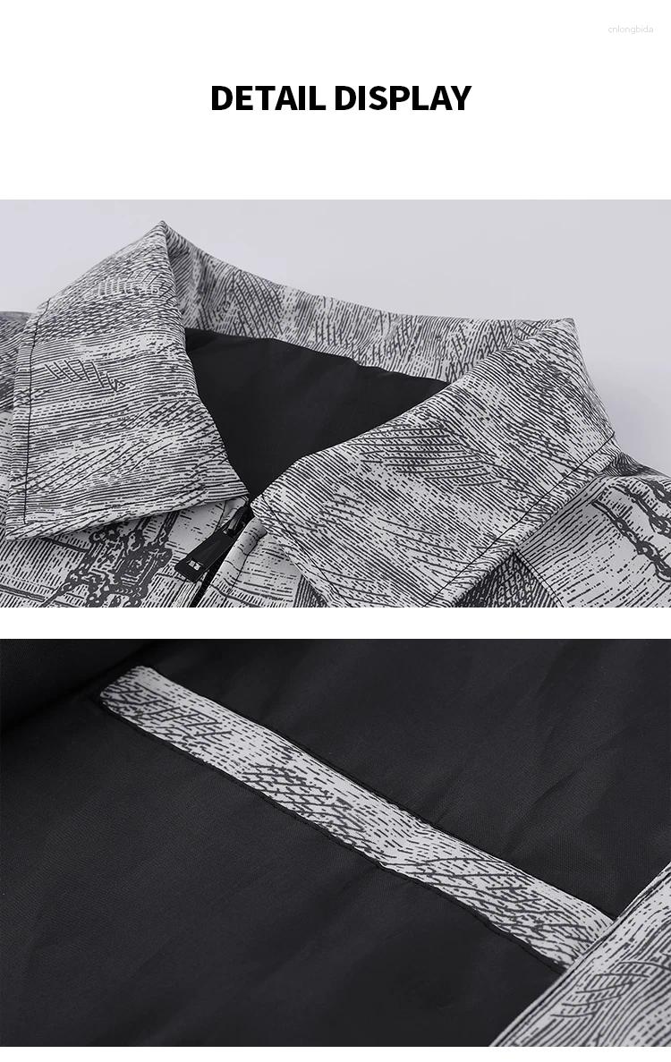 CNLONGBIDA Mens Jackets Oversized Shirts Mens Autumn Winter Painting Printing Couples Casual Male Female Silk Vintage Clothing Button Up