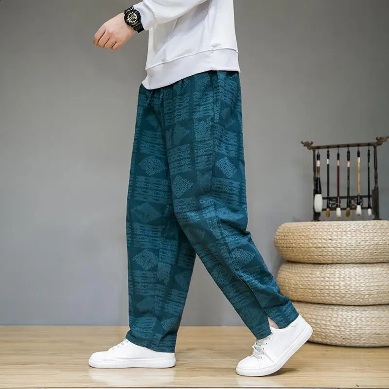 Retro harem mens Trouser Y2k casual pants hiphop trend wholesale fashion Korean style wide summer bag XL 240827