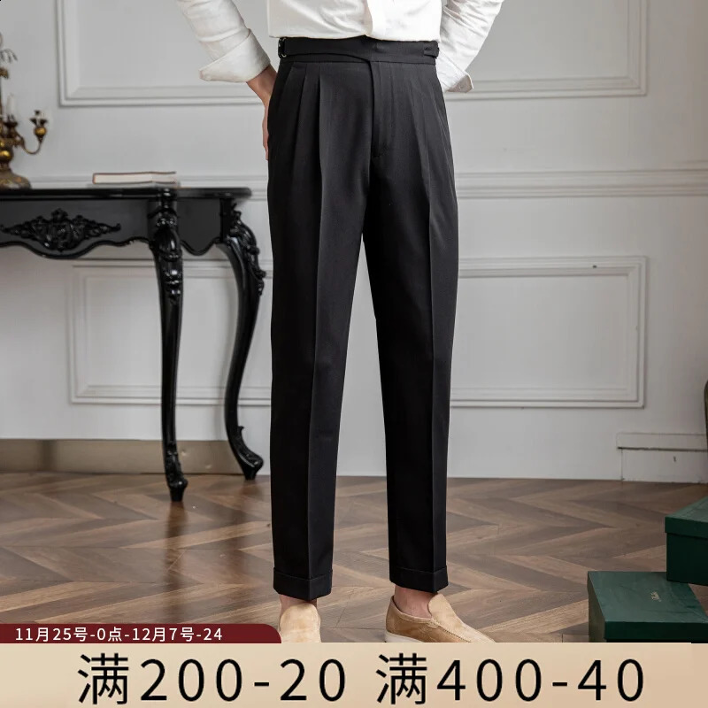 British leisure travel Naples high waisted straight pants business professional retro mens casual pants 240828