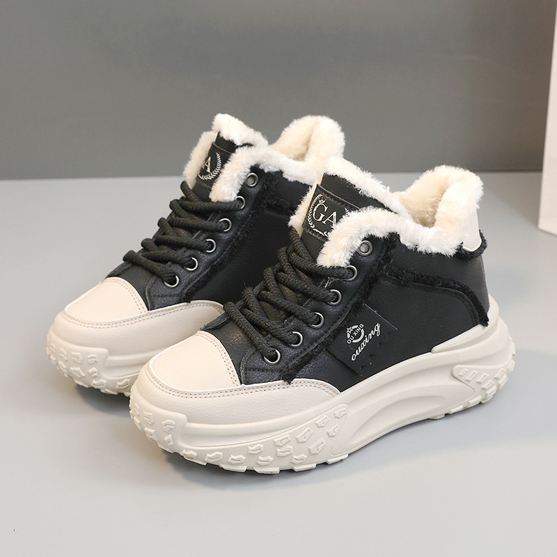 Ddmysports Q New Little White Mid Top Instagram Trendy Student Board Internet Red Thick Sole Matsutake Elevated Snow Shoes OUTDOOR