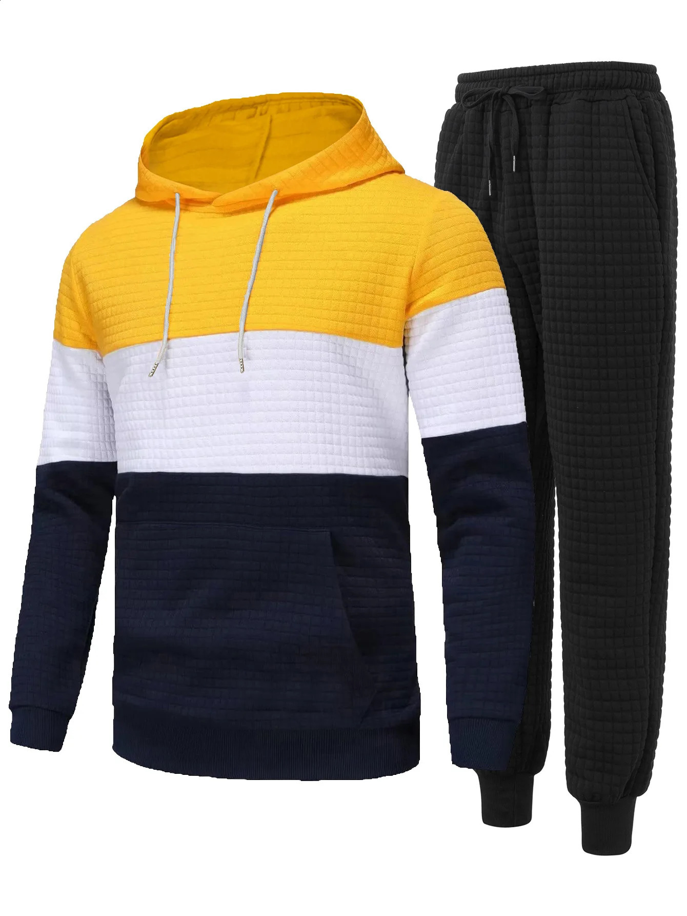 Mens sportswear color twopiece set jogging daily sports pants casual hoodie competition 240827