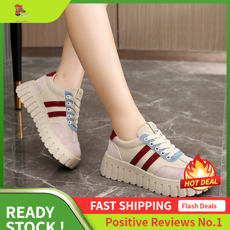 Ddmysports XQ New Women S Summer And Autumn Korean Version Thick Increase Dad Shoes High Sole Breathable Simple Wear Resistant Casual Single Shoe OUTD
