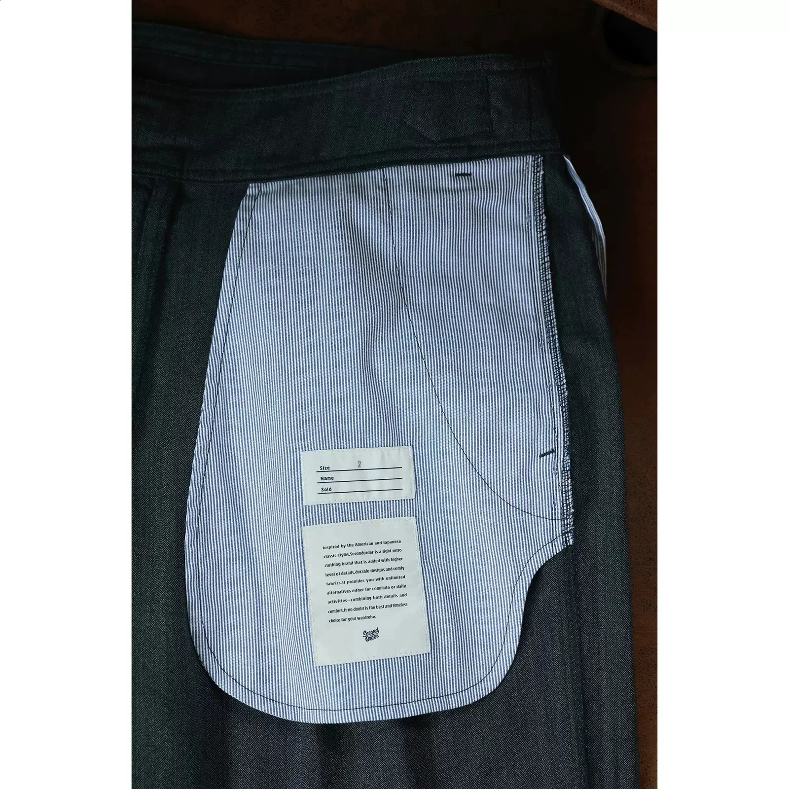Second order lightweight wool Naples pants with herringbone pattern mens pleated casual pants 240828