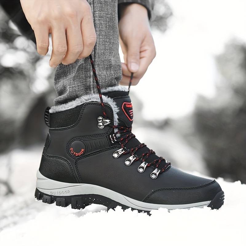 Men's Winter Snow Boots PU Leather Sneakers, Snow Boot, Hiking Boos, etc. - Non-slip, High Top! Warm and Waterproof