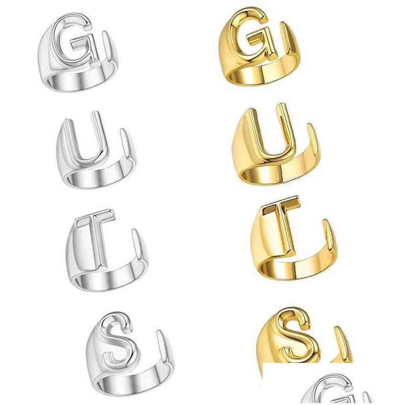 Solitaire Ring 4Pcs/Set Punk Womens Olivia Rodrigo World Tour Guts Sier Color Rings Fans Gifts Adjustable Fashion Jewelry Accessories Otlmn