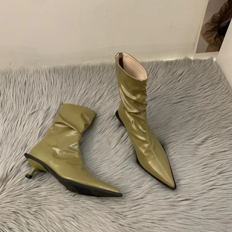Fashion Pointed Toe Womens Ankle Boots Womens Ultra Thin Short Botas Shoes Low Boots Party Dress Pump 2024 Spring/Summer Zapatos Mujer 240827