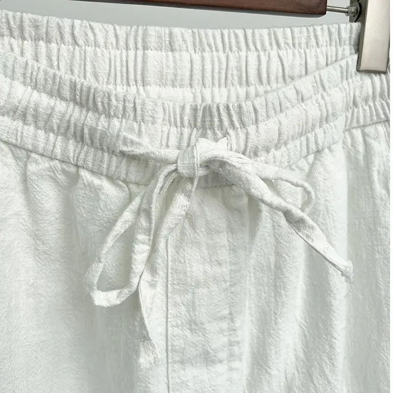 Mens high-quality linen pants for spring and autumn Chinese cotton linen casual pants white loose fit straight leg pants 240828
