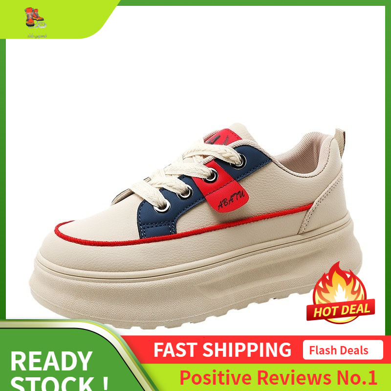Ddmysports ZY New Breathable Color Blocked Leather Face Women S Autumn Casual Thick Soled Board Shoes Increase Eight Wear Resistant Korean Edition OUT