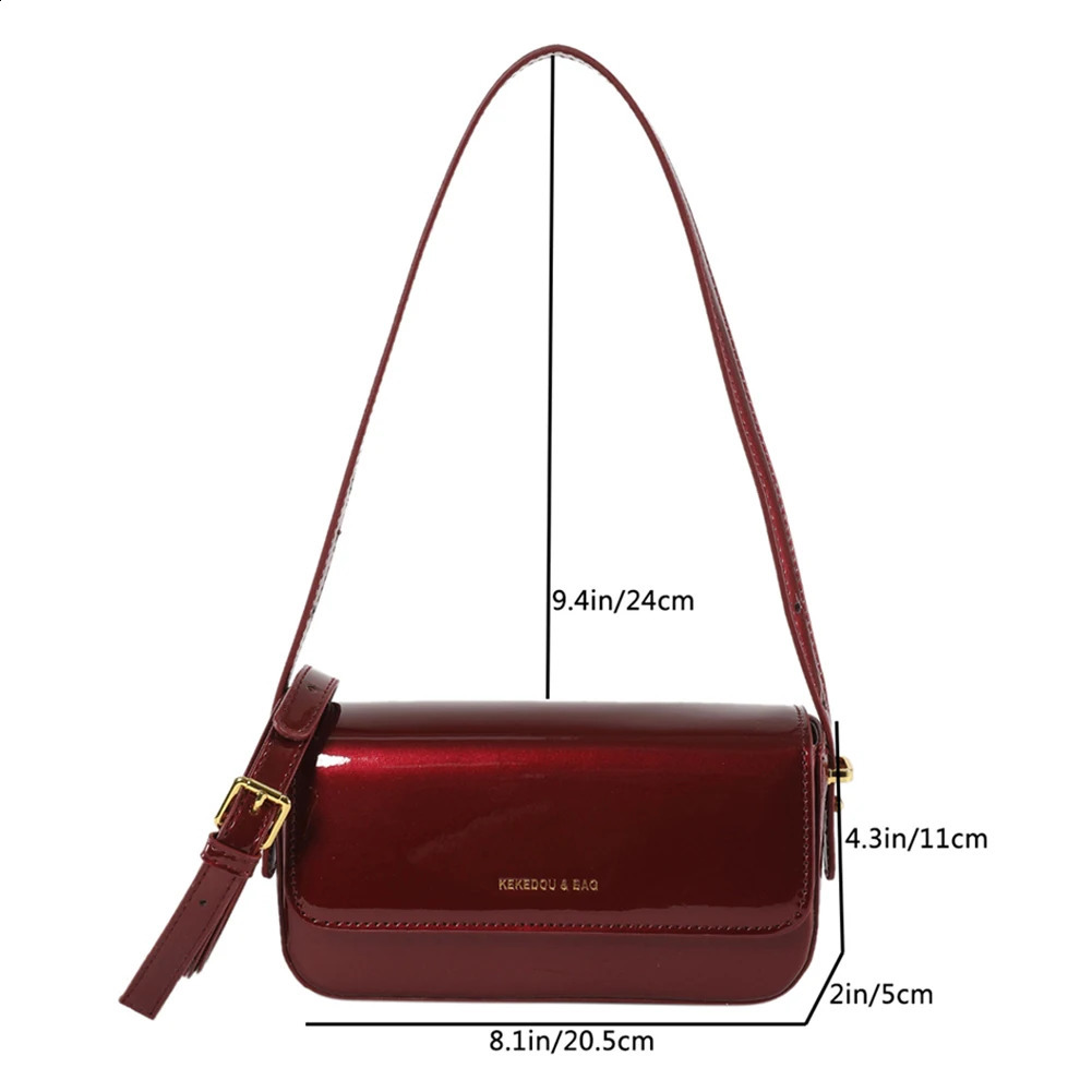 Retro patent leather shoulder bag womens y handbag cross body lower arm bag red top handbag womens handbag bolsos mujer 240828