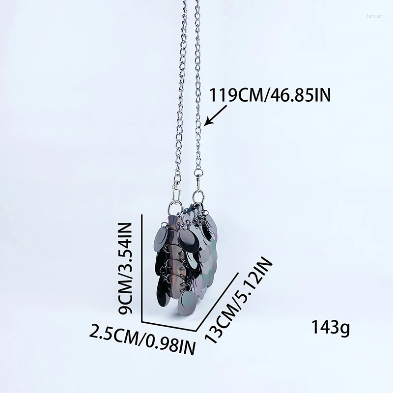2025 new shoulder bags fashionable and niche design unique womens dinner sequins metal chain single crossbody bag zhanyishengli