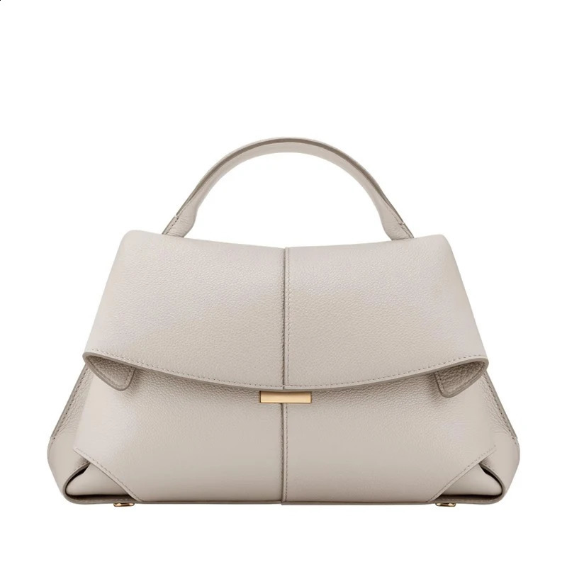 Women's Leather Pleated Single Shoulder Handbag - Mokki Series in French Style 4