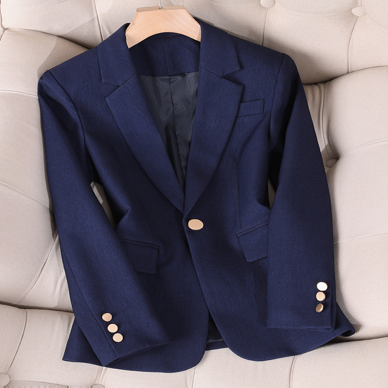 ly arrived autumn and winter khaki navy womens jacket long sleeved single button office business workwear formal 240827