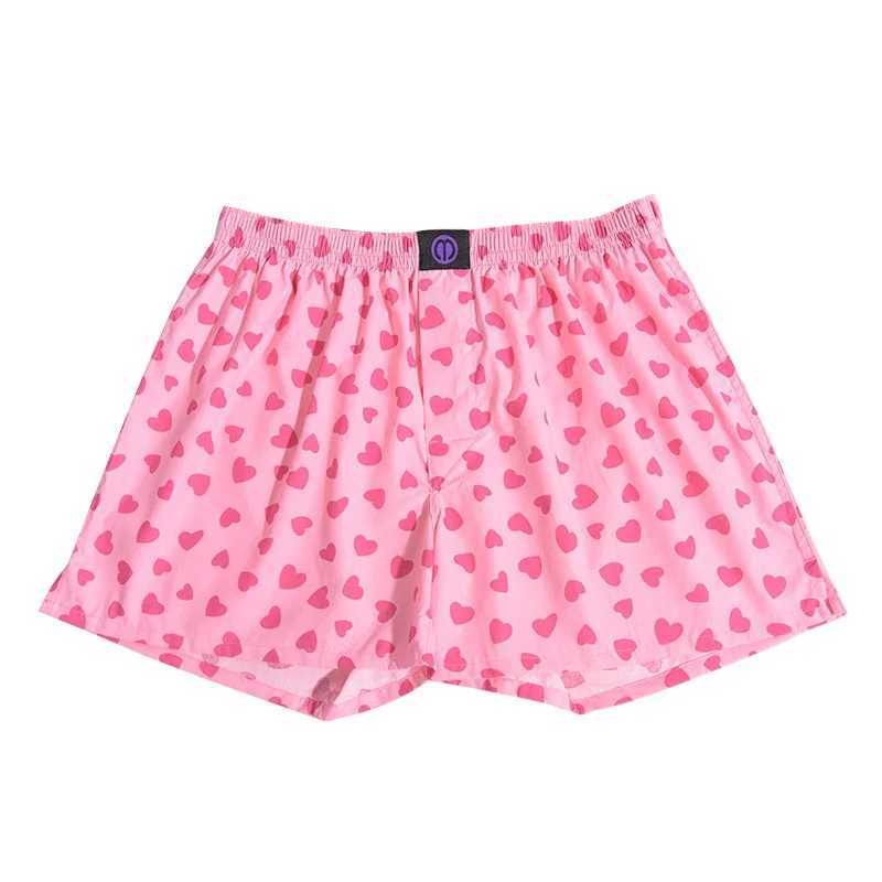 Pure Cotton Pink Heart Boxer Shorts Panties For Men And Women Pattern Comfortable Breathable Shorts For Home Leisure Y240828