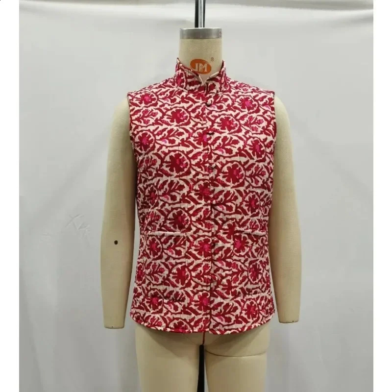 Womens sleeveless double-sided vest fashionable and casual pure cotton print autumn/winter 240828