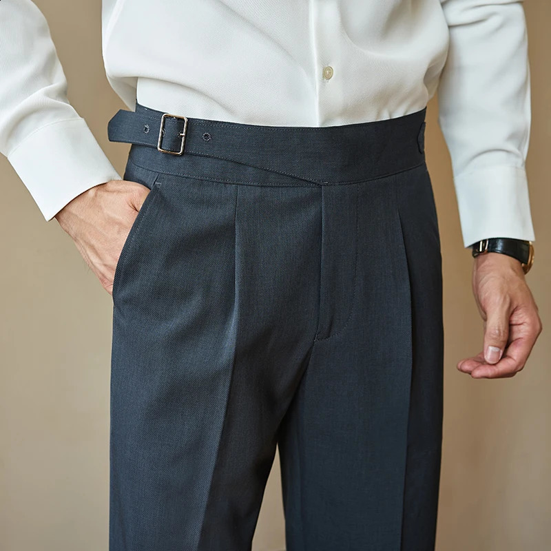 British style Kukolka mens waist belt part Naples set for business casual formal wedding party dresses straight Trouser. 29-36 240828