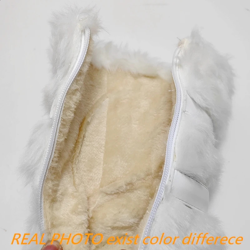 REALE CAT Sweet Womens Mid calf Boots Round Toes High Heels 10cm Platform 2cm Zipper Bow Large Size 42 43 Winter Warm Snow Bota 240827