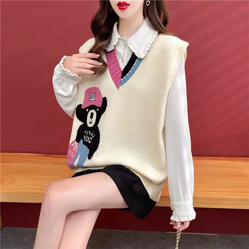Fashion Knitted Vest Womens Autumn/Winter Fashion Western style Spring/Summer Jacket 240828