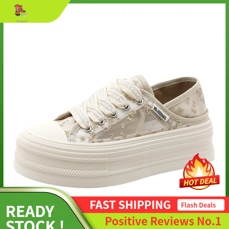 Ddmysports BR New White For Women Summer Breathable Sports Board Versatile Thick Sole Height Increasing Mesh Shoes OUTDOOR