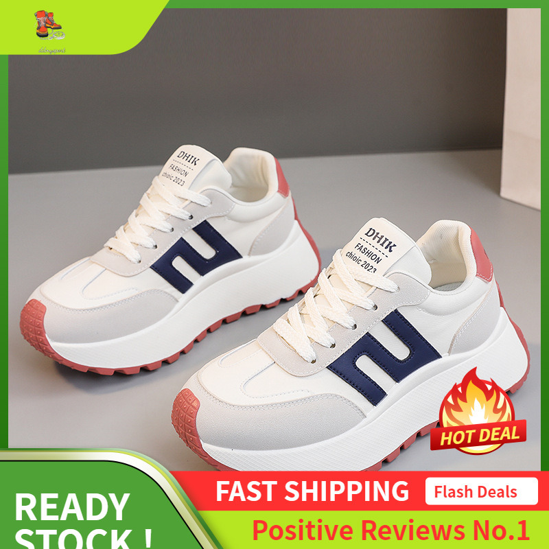Ddmysports BN New Little White Spring Summer Thick Sole Elevated Casual Women S Board Shoes Breathable Round Ead Wear Resistant OUTDOOR