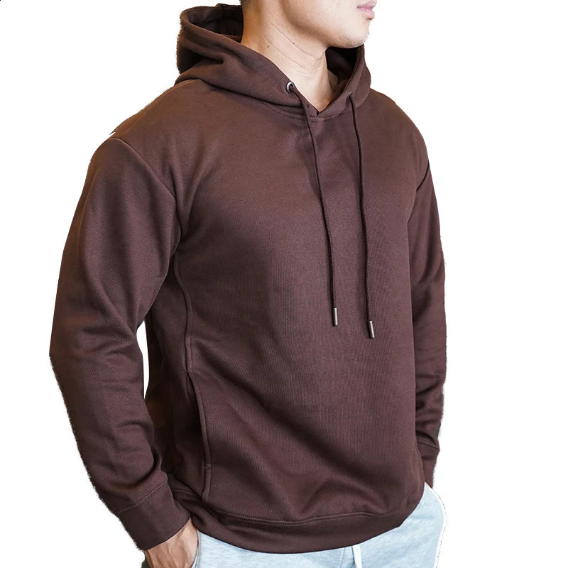 Hooded Running Gym Mens Tshirt Long Sleeve Loose Sweatshirt Fitness Winter Thick Cotton Comfortable Breathable with Hoodie 240827