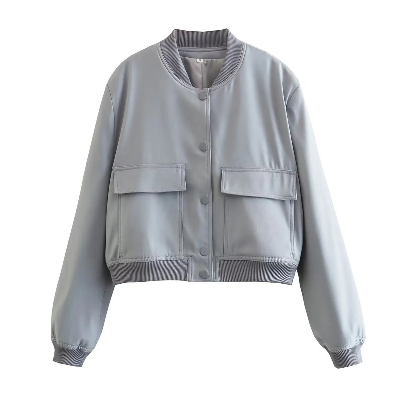 Womens leather jacket vest winter cut jacket button jacket pocket jacket retro Harajuku fashion 240827