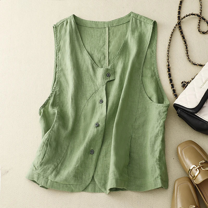Solid color irregular sleeveless waistband for women Korean style n feels loose and elegant casual vest 240828