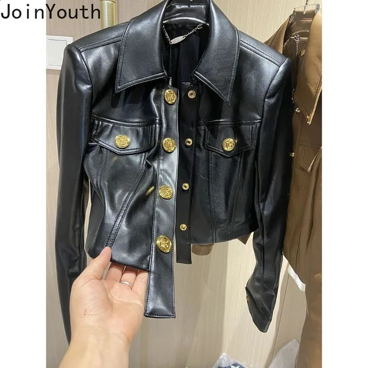 Leather PU Womens Jacket Ropa Mujer Crop Top Temperature Womens Top Retro Fashion Casual Coat Chaquetas Para Mujer 240827
