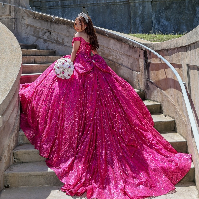 Rose Red Sparkle Ball Gown Sweet 16 Dress Quinceanera Dresses Beads Crystal Tulle 2024 Party Birthday Vestido De 15 Anos