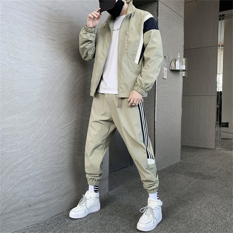 Leisure Spring/Autumn Track Clothing Street Clothing Jacket Full Pants Two Piece Set Mens Sportswear Running Top 240827