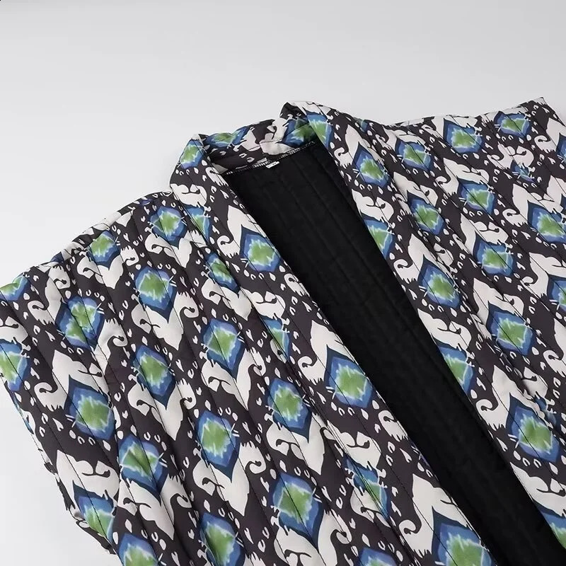 KEYANKETIAN launches ethnic style printed quilted vest top for womens retro double pocket thin loose sleeveless vest 240828